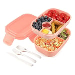 BoîTe à Lunch Empilable Bento Box pour Adultes - 3 Couches Tout-En-Un Contenants avec Plusieurs Compartiments et Enfants