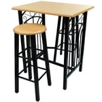 Helloshop26 - Lot de 2 tabourets de bar chaise avec table haute set bois acier design cuisine salon