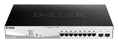 D-Link DGS-1210-10MP/E Switch Smart+ 8 Ports Gigabit PoE/PoE+ + 2 Ports SFP - Budget PoE 130W - Switch ONVIFF - Idéal pour Entreprise Administration et Réseaux Gérés - Cordon d'alimentation UE