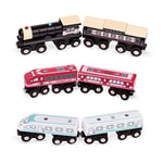 Battat - Locomotives et trains de marchandises classiques en bois - 6 pièces - Ensemble de chemin de fer en bois - Blanc, Rouge, Noir-Beige - Jouets magnétiques - Moteurs et voitures - 3 ans Plus