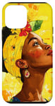 Coque pour iPhone 12 mini Jaune Aquarelle Florale Mélanine Noir Pride BHM Africain