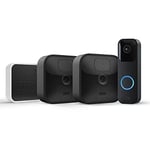 Blink Outdoor, Caméra de surveillance extérieure HD sans fil, résistante aux intempéries, Kit 2 caméra + Blink Sonnette Vidéo (Video Doorbell), Audio bidirectionnel, vidéo HD, Alexa intégré