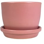 Meliflor Pot en céramique Rond 18 x 13 cm Rose (Soucoupe 18 cm) Durable et résistant - Décoration - Maison et Jardin - Fabriqué artisanalement en Espagne - Design Exclusif