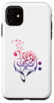 Coque pour iPhone 11 Rose Flower Piano Musicien Notes de Musique Amour Musique