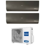 haier climatiseur inverter dual split série flexis plus black 7+7 avec 2u40s2sm1fa r-32 wi-fi intégré couleur noir 7000+7000