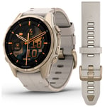 Garmin Fenix 8 43mm Amoled Sapphire Soft Gold-FogGray with Leather Band 010-02903-40