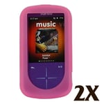 2X Pink Silicone Skin for SanDisk Sansa Fuze Plus+ Case MP3 Fuse+ Cover Holder