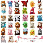 RANJIMA Ensemble Mini Animal Jouet en Peluche, Mini Jouet Poupée d'Animaux Petite Décoration pour Porte-clés Arbre de Noël Remplisseurs d'Œufs de Pâques Cadeau d'Anniversaire pour Filles Garçons