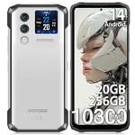 DOOGEE Blade10 MAX Rugged Smartphone with 1.54" Rear Screen, 20GB+256GB Android 14 Rugged Phone, 90Hz, 50MP AI Camera, 10300mAh Battery, 4G Dual SIM Free Unlocked Smart Phone, 3 Card Slots/NFC/IP69K