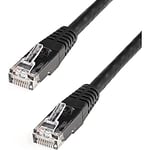 StarTech.com 50ft CAT6 Ethernet Cable - Black CAT 6 Gigabit Ethernet Wire -650MHz 100W PoE RJ45 UTP Molded Network/Patch Cord w/Strain Relief/Fluke Tested/Wiring is UL Certified/TIA (C6PATCH50BK)