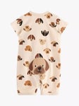 Lindex Baby Organic Cotton Dog Print Romper Pyjamas, Beige