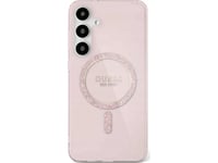 Guess Glitter Circle Classic Logo Magsafe Case For Samsung Galaxy S25 Pink