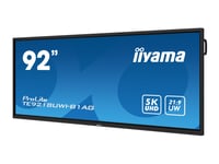 Iiyama Prolite Te9218uwi-B1ag - 92" Diagonalklasse (91.5" Synlig) Led-Bakgrunnsbelyst Lcd-Skjerm - Interaktiv Digital Skilting - Med Berøringsskjerm (Flerberørings) / Valgfri Pc-Mulighet - 5K Uhd (2160P) 5120 X 2160 - Black Bezel With Matte Finish