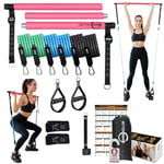 Kit de Barre de Pilates améliorée – Équipement d'exercice réglable de 99 cm pour Hommes et Femmes avec Bandes de résistance de 15,2 x 50,8 cm, 76,2 kg, 18,1 kg avec Boucle de réglage – Équipement de