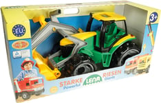 Lena Giga Trucks Tractor With Front Loader & Excavator, Traktor, Inne/Ute, 3 År, Plast, Sort, Grønn, Gult