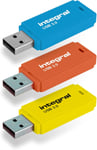 Neon Usb 3.0 Cle Usb 64Gb-3 Paquet(Bleu/Jaune/Orange)