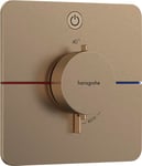 hansgrohe ShowerSelect Comfort Q - Mitigeur thermostatique, Robinet encastré avec arrêt de sécurité (SafetyStop) à 40°C, Thermostat 1 sortie, Bronze brossé