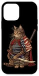 iPhone 12 mini Cat Samurai American Flag Samurai Cat Art Patriotic Cat Case