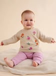 Purebaby Baby Flowers Jumper, Oatmeal Melange