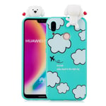 Huawei P20 Lite 3D Söpö Nukke Kuvio TPU Puhelin Kuori - Pilvet Monivärinen