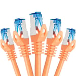 cable ethernet 5 pièces - 1m CAT 7 cable rj45 LAN câble internet gigabit CAT7 Câble réseau orange