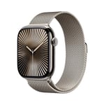 Apple Watch Series 10 (46 mm GPS + Cellular) Montre connectée avec Boîtier en Titane Naturel et Bracelet Milanais Naturel (S/M). Suivi de l’activité Physique, app ECG, écran Retina Toujours activé