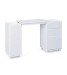 Inter Link - Bureau - Bureau extensible - Bureau fonctionnel - Meuble extensible - Blanc laqué - Laptop Office