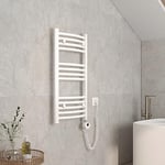 EMKE Sèche-Serviette électrique, 750 x 400 mm Blanc 246W, Radiateur sèche-Serviettes électrique Salle de Bain avec température réglable élément Chauffant