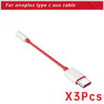 Adaptateur USB pour écouteurs Oneplus,type C à 3,5mm,Jack Audio Abrtor,One Plus 11 10pro 9t 9 Pro 8t Realme x,câble d'origine - Type 3 pack