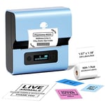 Phomemo M221 Label Printer Machine - Barcode Printer Bluetooth Label Maker, Thermal Label Printer For Business, Address, Office, QR Code, Logo, Jewelry, Retail, Compatible with Phones & PC System,Blue