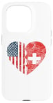 iPhone 15 Pro Swiss American Flags Heart | United States Switzerland Roots Case