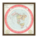 Map Gleason 1892 World Time Calculator Flat Earth Square Framed Wall Art Print Picture 16X16 Inch