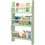 Woltu - Bibliothèque enfant en Bois mdf à 3 Niveaux 42,5x14,5x80cm, Vert + Chêne clair