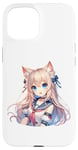 Coque pour iPhone 15 Costume de marin mignon chat fille