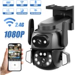 Camera de surveillance WiFi 4MP PTZ Double objectif Detection Intelligente Interphone vocal Vision Nocturne Infrarouge etanche IP66 12V