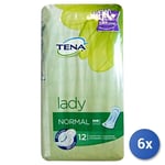 6x Tena Lady Normal, 3 Sur 9 Gouttes, 12 Pièces