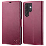 OCASE Compatible with Samsung Galaxy S22 Ultra Case, Flip Wallet Phone Case with [Card Holder][RFID Blocking][TPU Inner Shell]Shockproof PU Leather Cover for Galaxy S22 Ultra 5G 6.8 Inch 2022,Burgundy