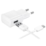 Chargeur Voyage d'Origine Samsung EP-TA200EWE + Cable USB Type C blanc 1 m - 8596311080760