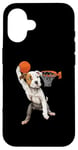 iPhone 16 Vintage Pitbull Dog Playing Basketball Dog Sports Game Lover Case