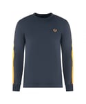 Fred Perry Mens Botanical Dye Long Sleeve Navy Blue T-Shirt - Size Medium