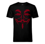 T-Shirt Homme Col Rond Visage Anonymous Rouge Hacker