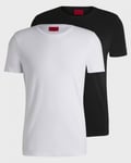 Hugo Round Mens Two-Pack of Slim-Fit T-Shirts in Stretch Cotton NOS - Black/White - Size X-Large