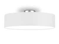 meineWunschleuchte Plafonnier intemporel avec abat-jour en tissu en blanc Ø 50cm - couverture satinée pour une ambiance lumineuse sans éblouissement, SP1002R50W, 50cm Blanc