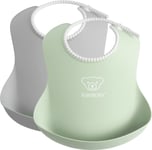 Ruokalaput taskulla BabyBjörn Grey/Powder Green, harmaa/vihreä, 2 kpl