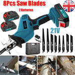 Battery 21V Reciprocating Saw Cordless Hand Saw Electric Wood Metal Cutter UK