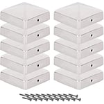 Capuchons pour poteaux 7x7 cm - 10 pièces, 70x70 mm, Acier inoxydable pour poteaux de clôture, en métal, forme pyramidale - Couverture pour poteaux 7x7 en bois