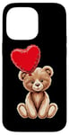 Coque pour iPhone 14 Pro Max Ours en peluche coeur amour joyeux Saint-Valentin