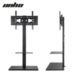 TV Bracket Stand Swivel Mount Glass Shelf for 32-65inch Floor Display Holder