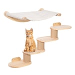 Todeco Mur d'escalade pour Chat Mural avec escalier pour Chat et hamac pour Chat, Mur d'escalade à Quatre Niveaux avec Rayures en Jute pour Chats et Tapis antidérapant, échelle 2 en 1 pour Chat