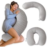 Pharmedoc Coussin d'allaitement (105x36x21cm) et Multifonctionnel Coussin de Grossesse pour Dormir, Oreiller de Corps Femme Enceinte